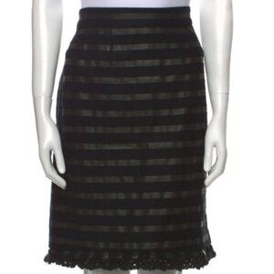 Chanel Black Crochet Trim Striped Skirt Size: XXL | US16, FR48 (Orig, $1568)